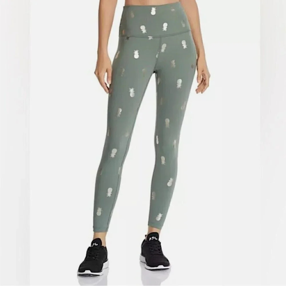 Beyond Yoga Metallic Pineapple Print Leggings in Aloha Green Size XS